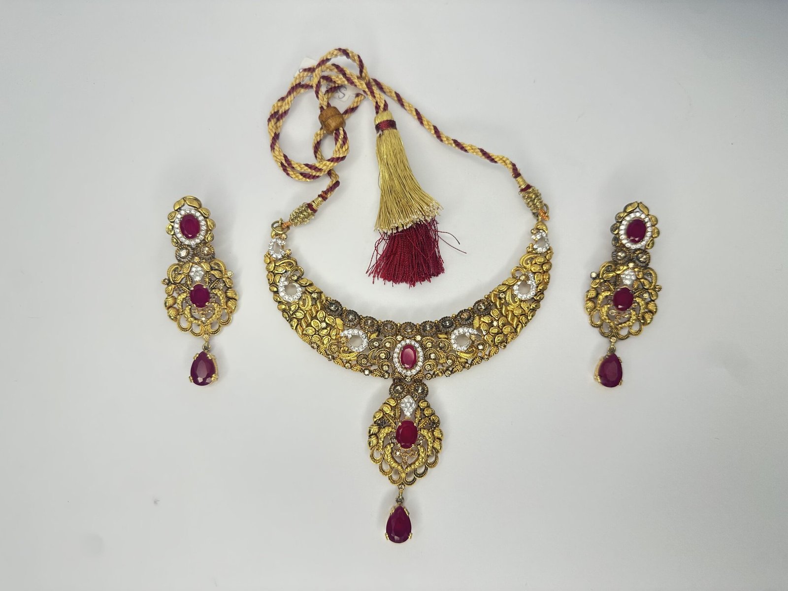 Gold Plated Red Stone Silver Jewelry Sets for Sale | Rang e Zevar Islamabad