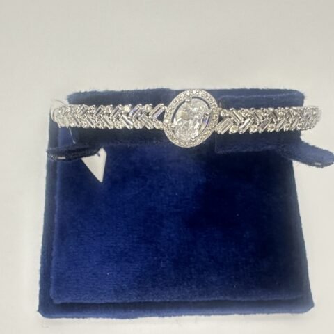 White Stone Chain Look Bracelet | Luxury Silver Jewelry by Rang e Zevar Islamabad