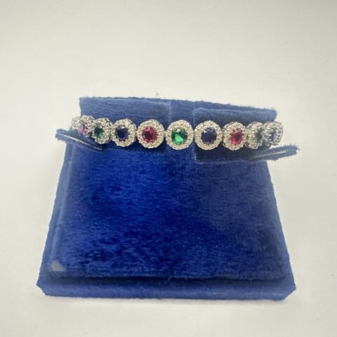 Silver Colorful Stone Bracelets | Luxury Jewelry Collection by Rang e Zevar Islamabad