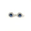 Statement Silver Pieces - Blue & white zircon Ear Tops