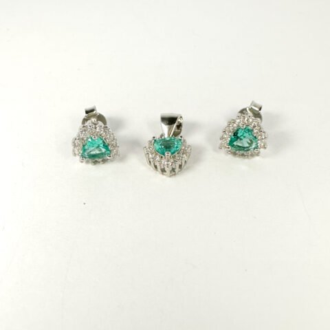 Green Heart Shape Pendant Set – Rang e Zevar I-8 Markaz Islamabad