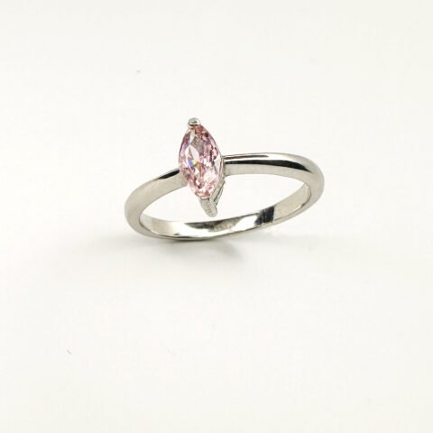 Pink stone silver ring